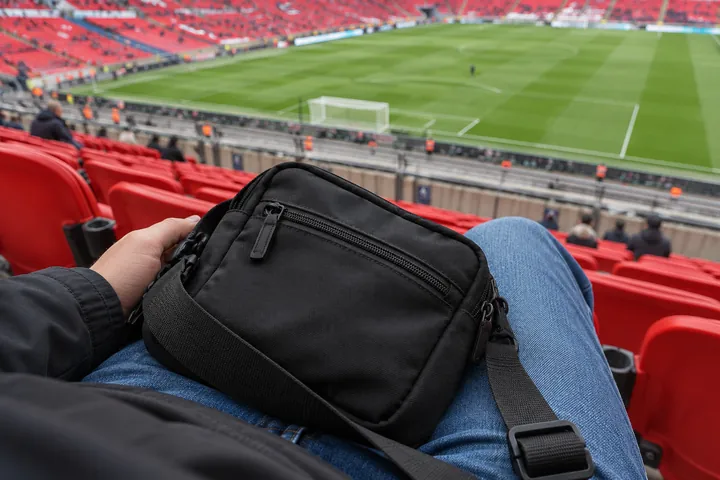 A compact bag ready for a visit to Wembley Stadium